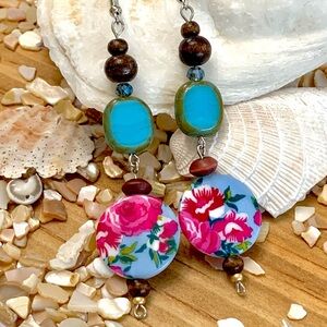 Tropical Bliss Beaded Shell Earrings